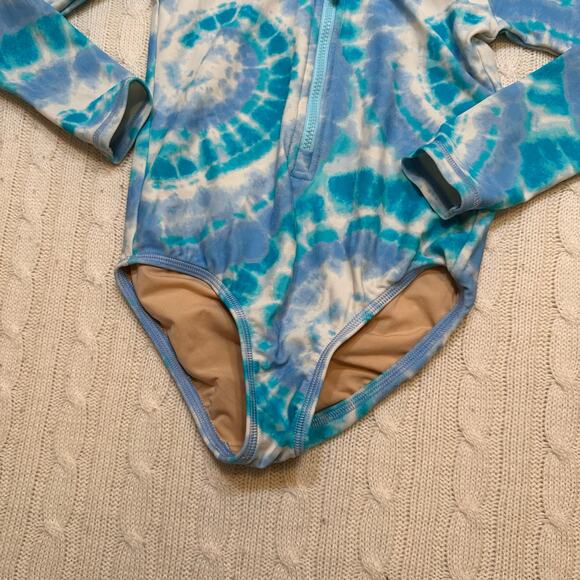 Crewcuts Girls Zip-up Rash Guard One-piece Swimsuit UPF 50 fabric Tie Dye Sz 4-5 - Picture 7 of 7